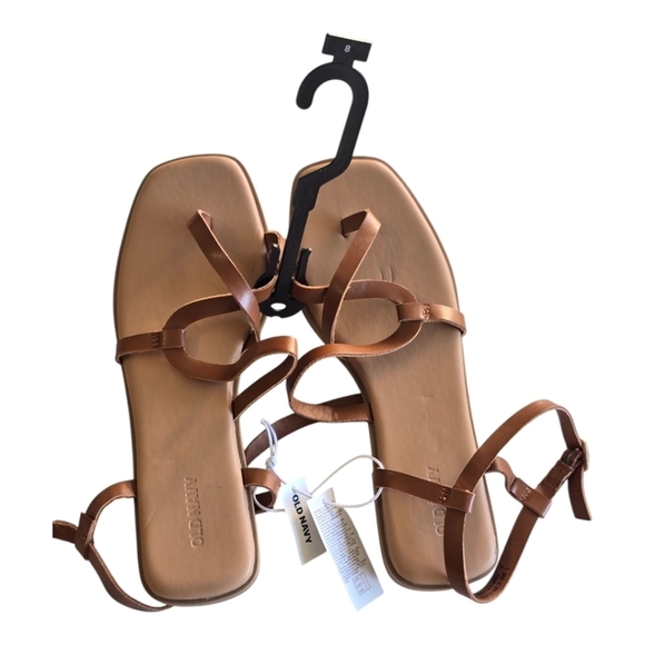 Old Navy Sandals Flats WomenSz Brown Size 8 Ankle Strap Comfort New - Picture 2 of 12